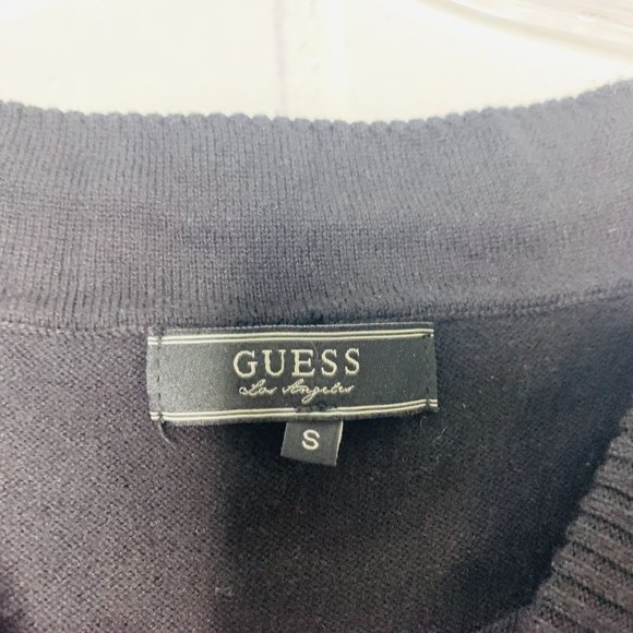 Guess Los Angeles sweater bling spellout logo black cotton nylon small women - Picture 4 of 7